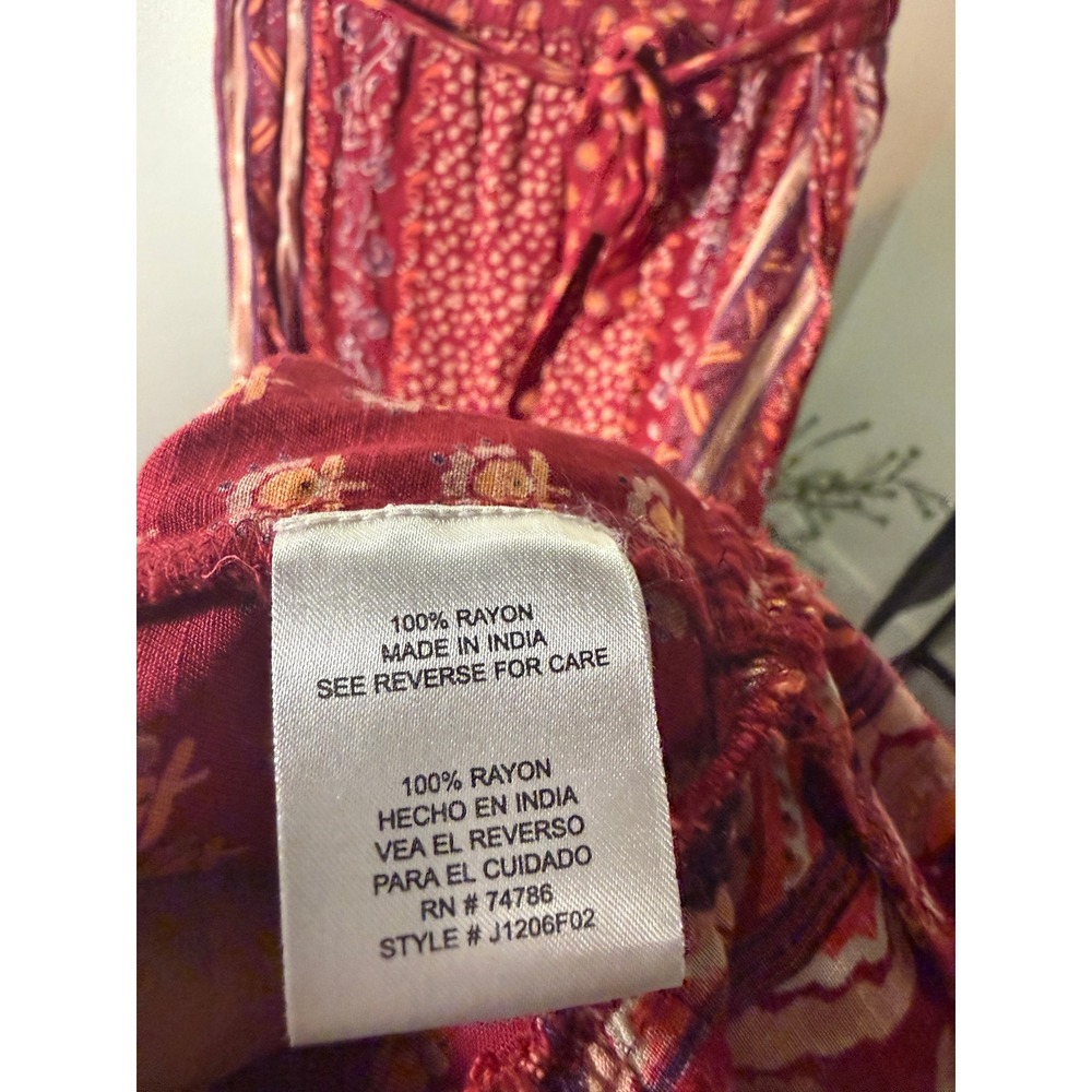 Patrons of Peace maxi tiered loose fit S/M boho hippie red paisley cotton knit s - Picture 6 of 7